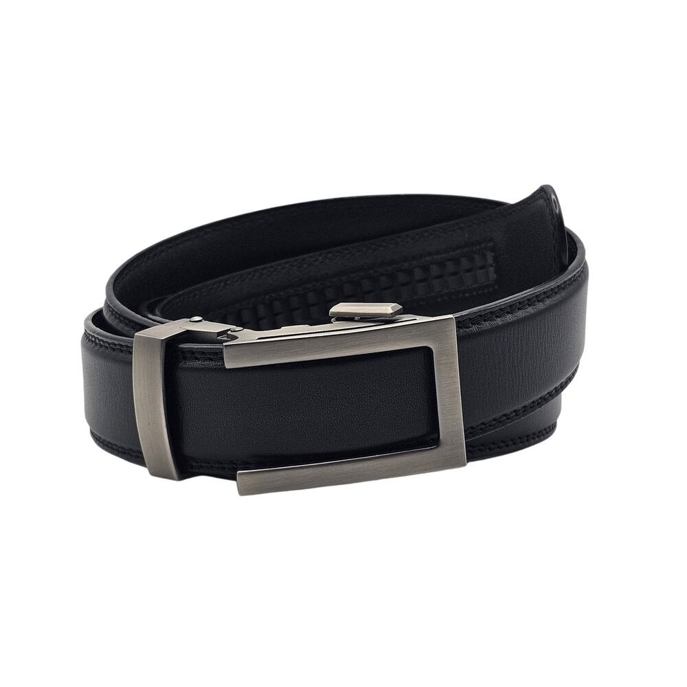 Anson Black & Silver 55" Classic Leather Belt